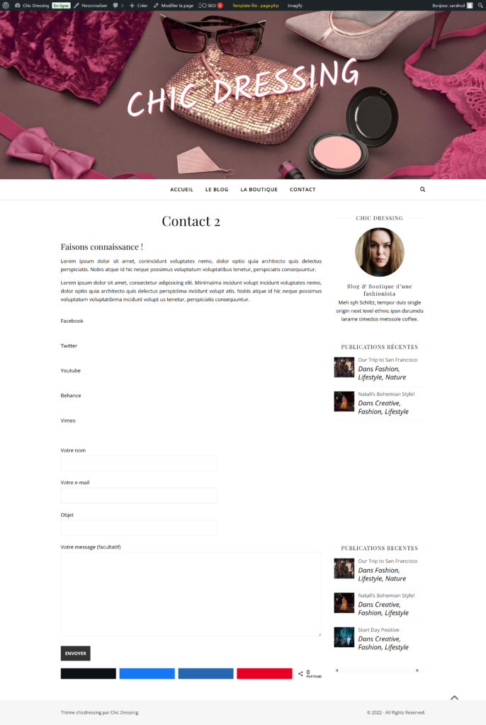 Capture du projet Chic Dressing